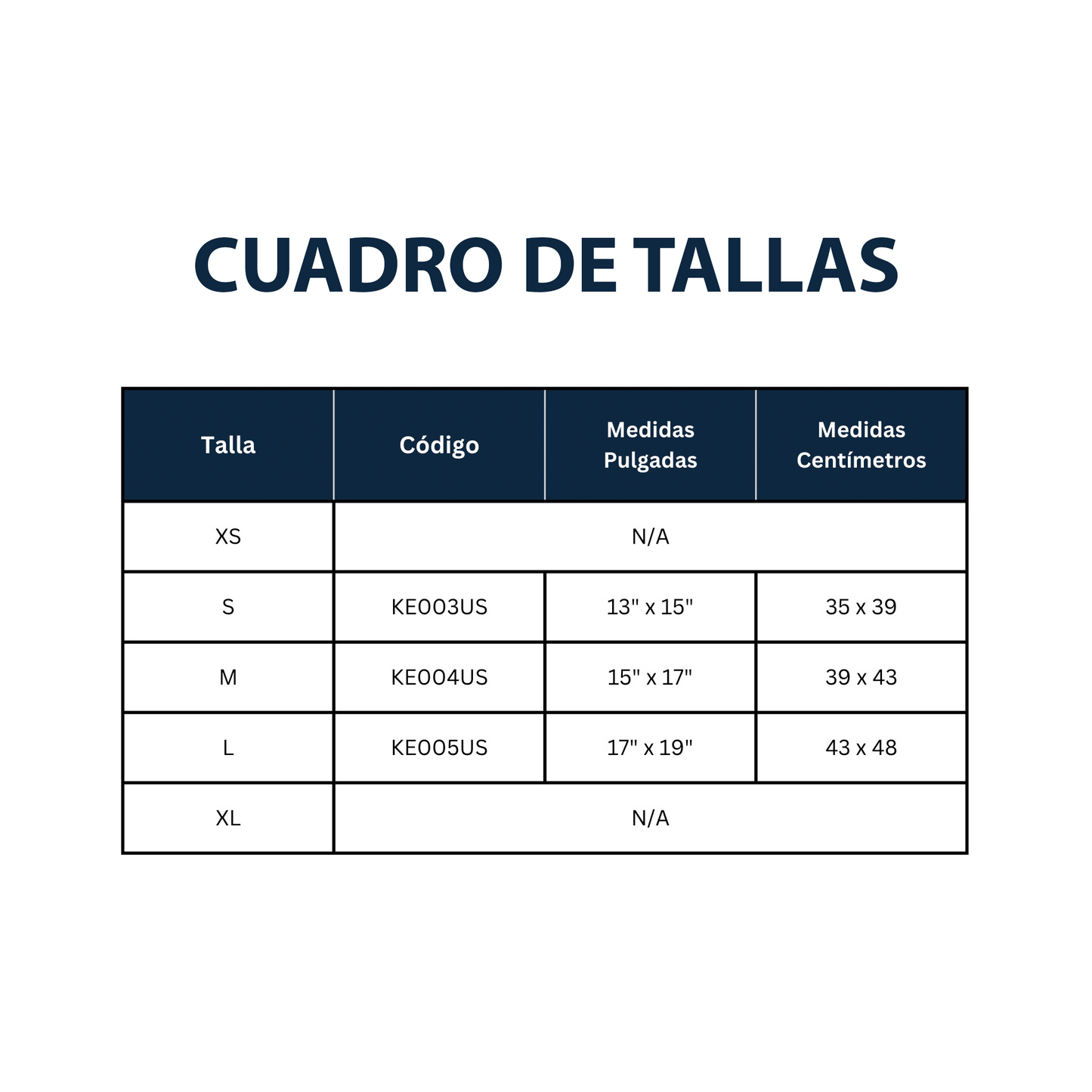Rodillera Elástica 4 Vías (S KE003US, M KE004US, y L KE005US)