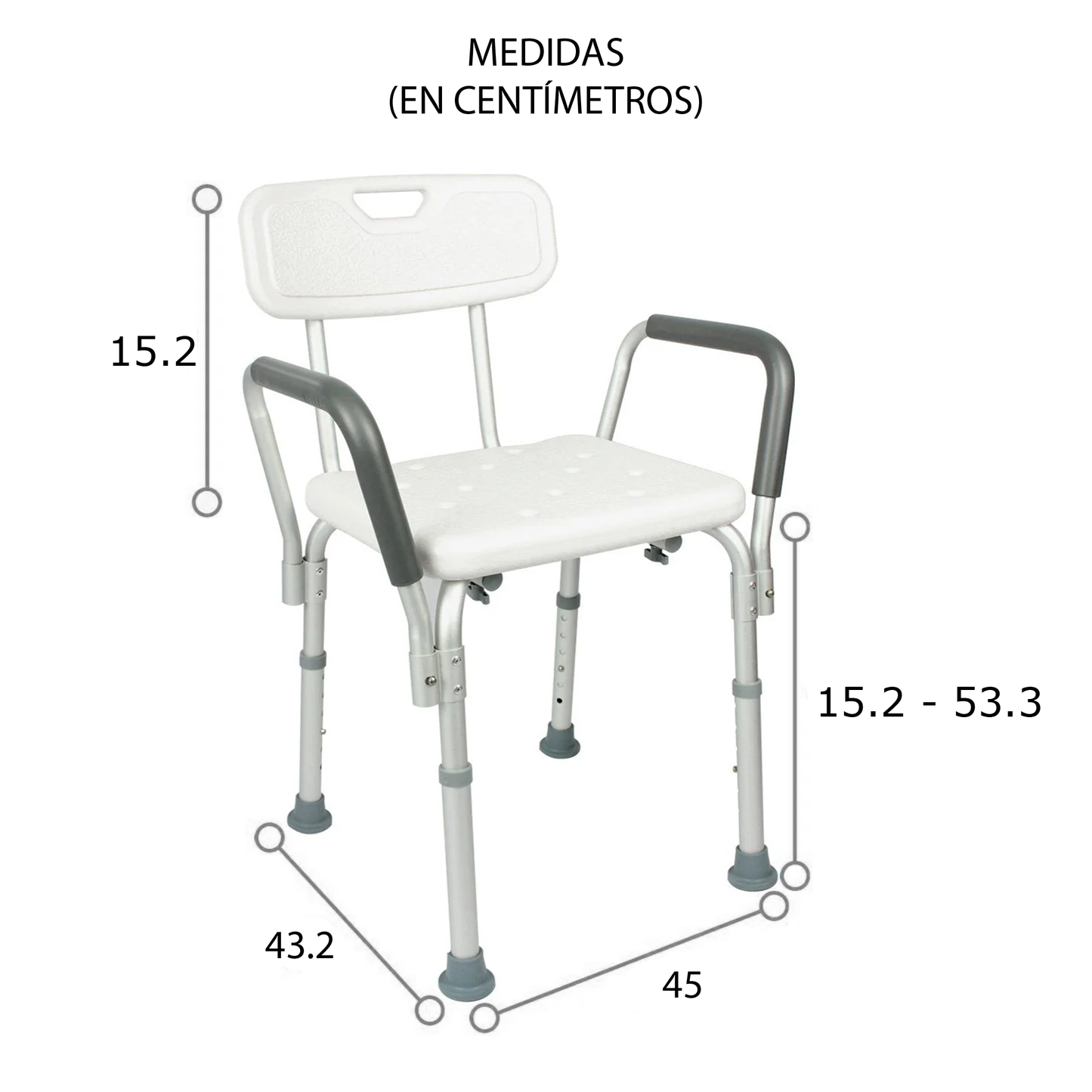 Silla de Ducha con Respaldar y Apoyabrazos (LVA1009)