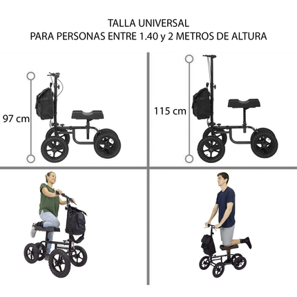 Andador de Rodilla Todo Terreno Color Negro