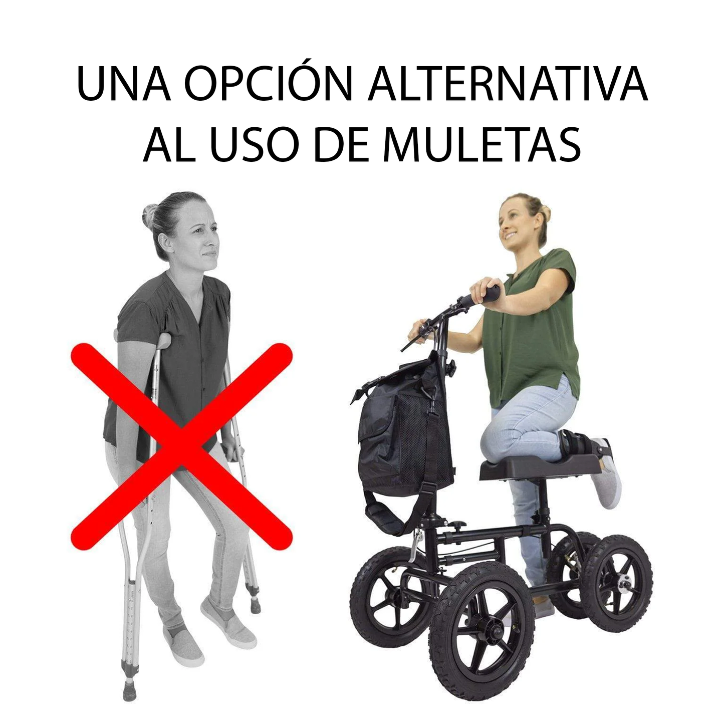 Andador de Rodilla Todo Terreno Color Negro (MOB1019BLK)