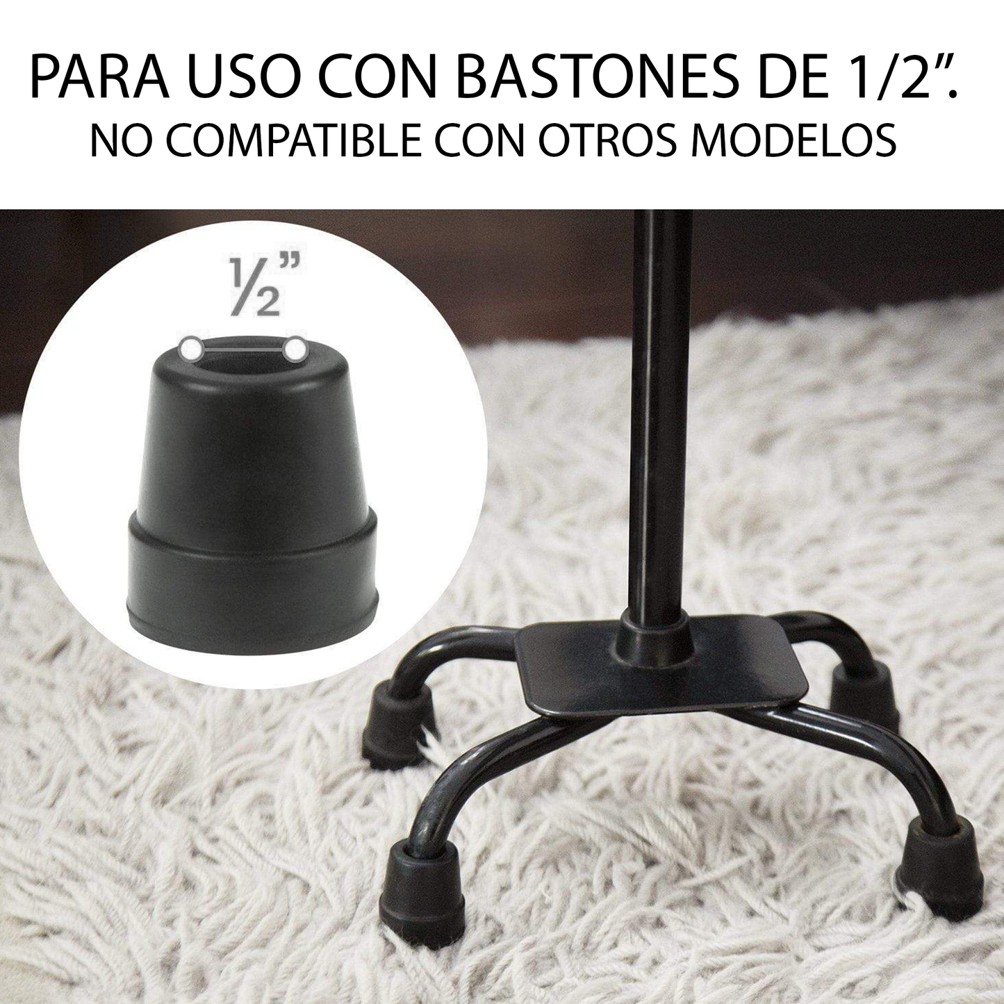Punta de Goma para Bastón de 4 Puntos – Pack de 4 Unidades (MOB1031BLK4)