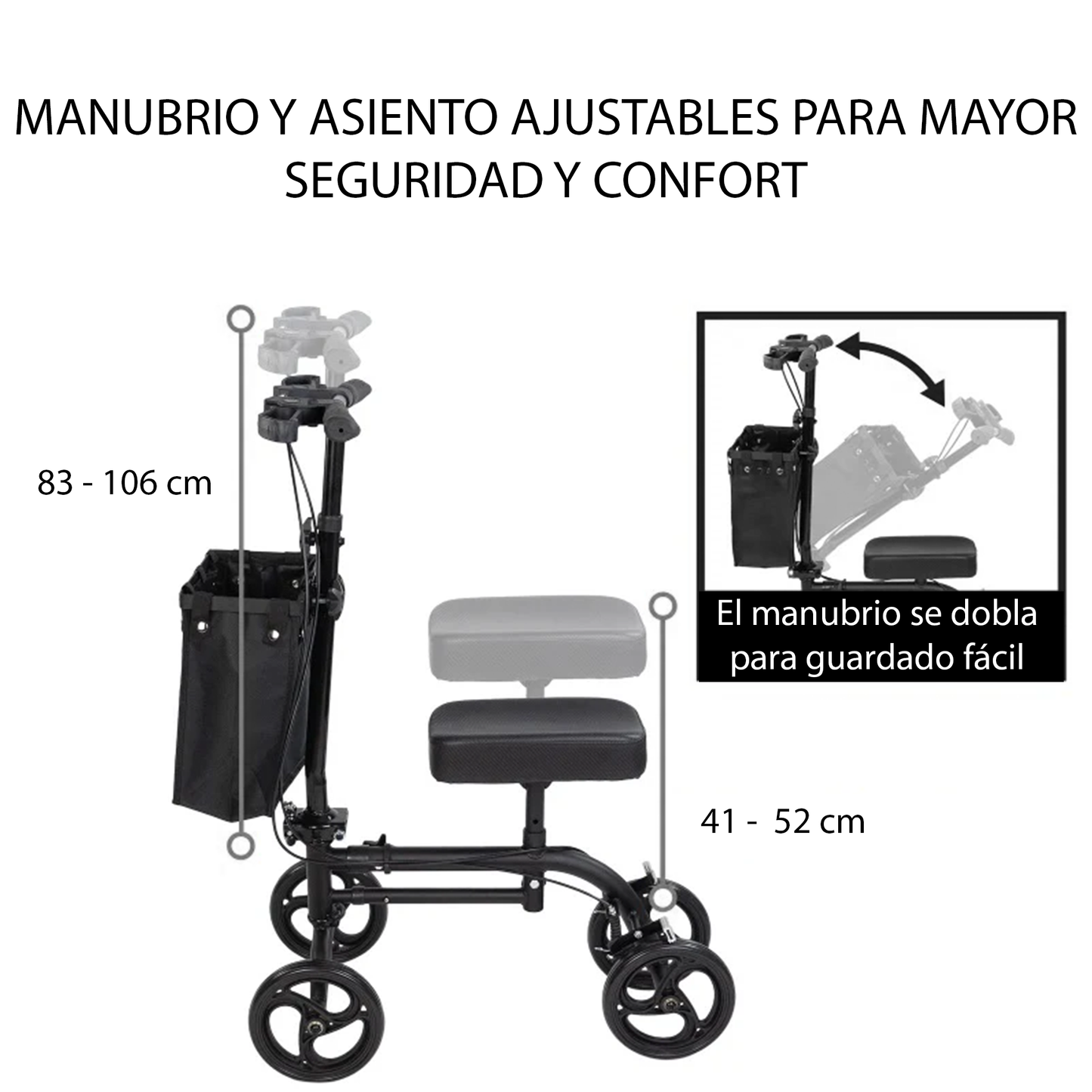 Andador de Rodilla Sencillo Color Negro (MOB1099BLK)