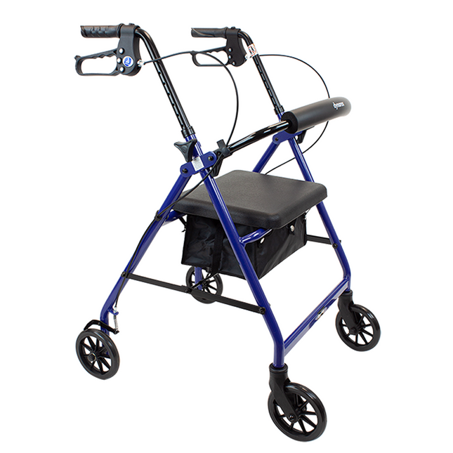ANDADERA ROLLATOR DE 4 RUEDAS COLOR AZUL MARCA DYNAGO