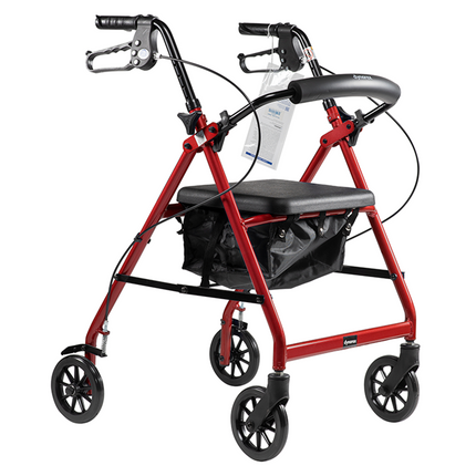 ANDADERA ROLLATOR DE 4 RUEDAS ROJA MARCA DYNAREX