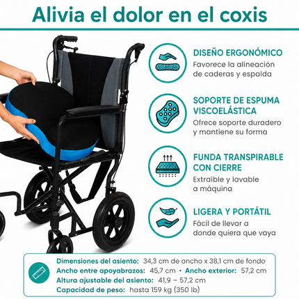 COJÍN PARA COXIS CON ESPUMA VISCOELÁSTICA MARCA VIVE