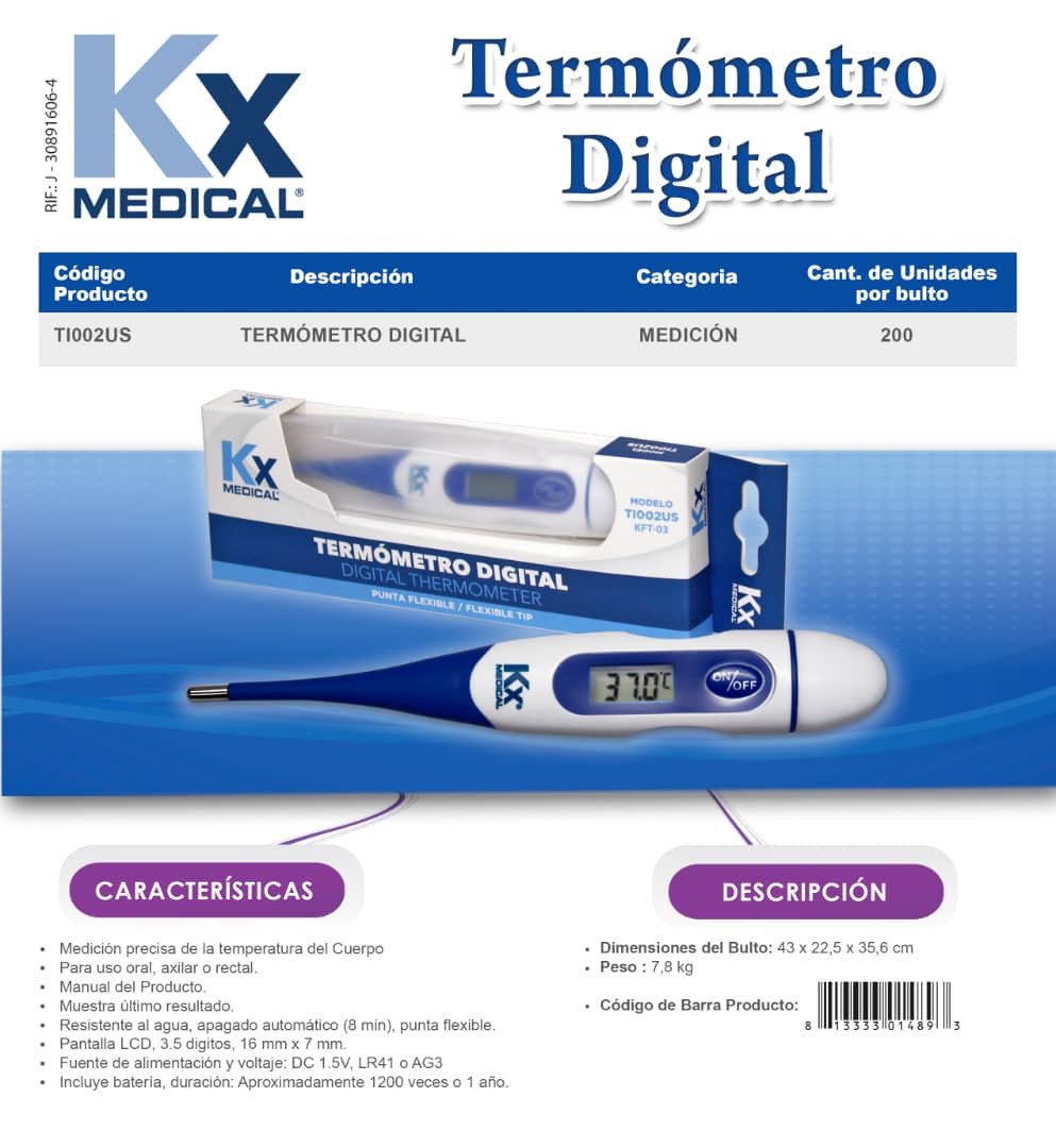 Termómetro digital punta flexible (TI002US)