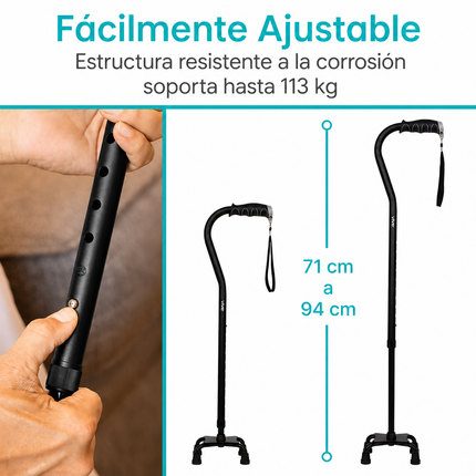 Bastón cuádruple ajustable