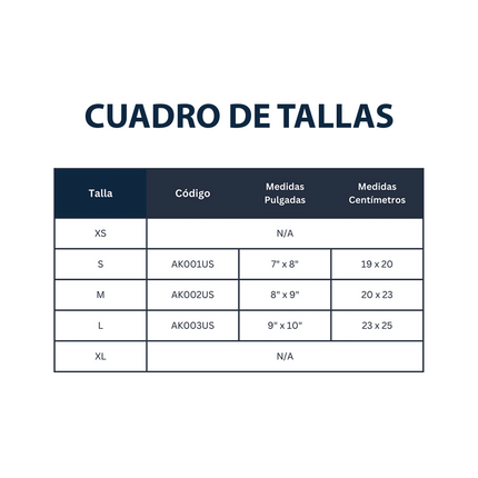Tobillera Elástica 4 Vías (S AK001US, M AK002U y L AK003US)
