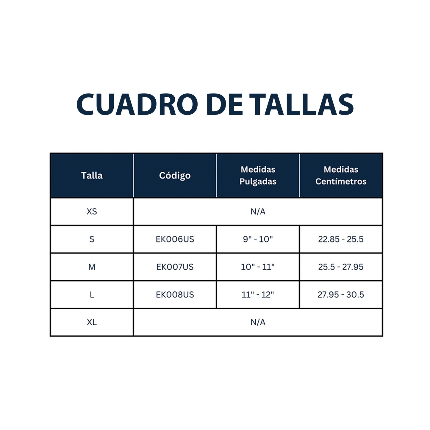 Codera Elástica con Almohadilla de Silicona Sin Látex (S EK006US, M EK007US y L EK008US)
