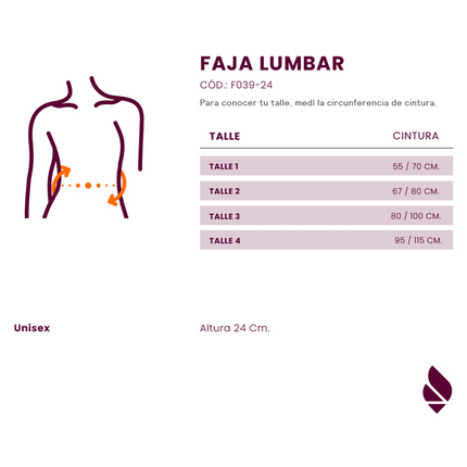 Faja lumbar de 24 cm con barillas