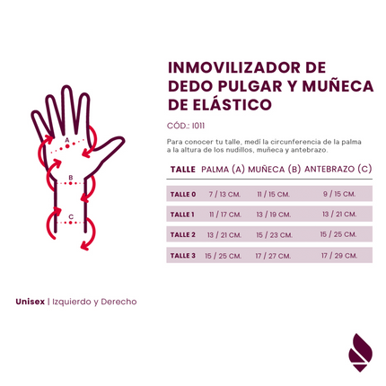 Férula inmovilizadora de neopreno para muñeca y pulgar