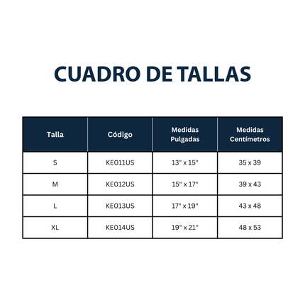 Rodillera Estabilizadora con Bisagra de Neopreno (S KE011US, M KE012US, L KE013US y XL KE014US)