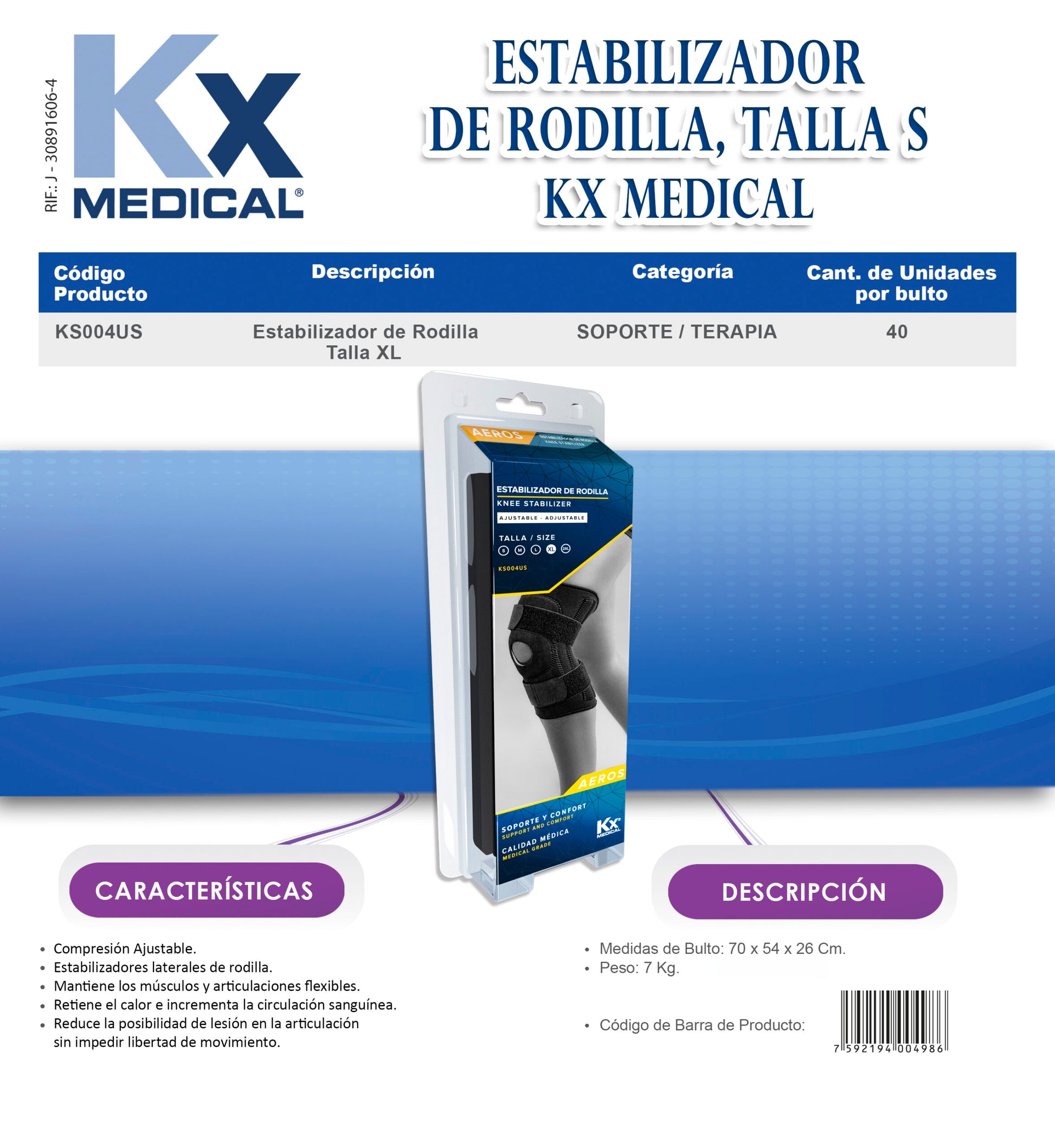 Rodillera Estabilizadora Neopreno Ajustable (KS001-002-003US) – TodoMed  Costa Rica