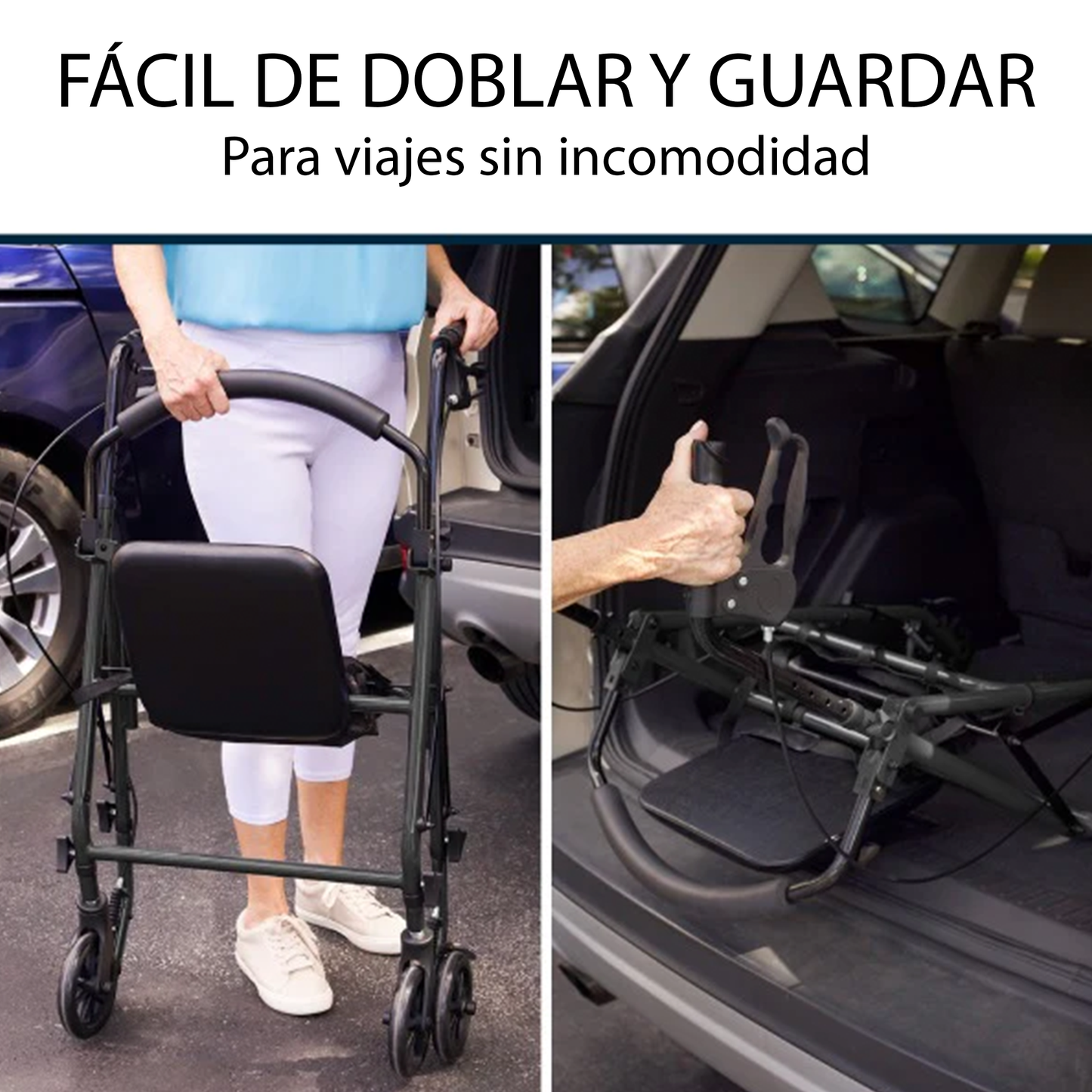 Andador Tipo Rollator en Acero Color Negro (MOB1106BLK)