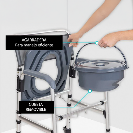 Silla de Ruedas de Transporte 3 en 1 para Ducha y con Inodoro