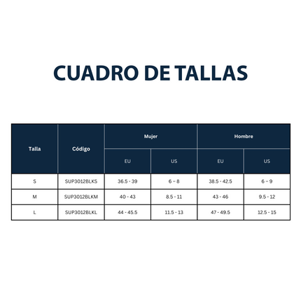 Medias de Compresión Deportiva Color Negro (S SUP3012BLKS, M SUP3012BLKM, L SUP3012BLKL)