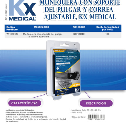 Muñequera de Neopreno con Soporte del Pulgar y Correa de Velcro Talla Única